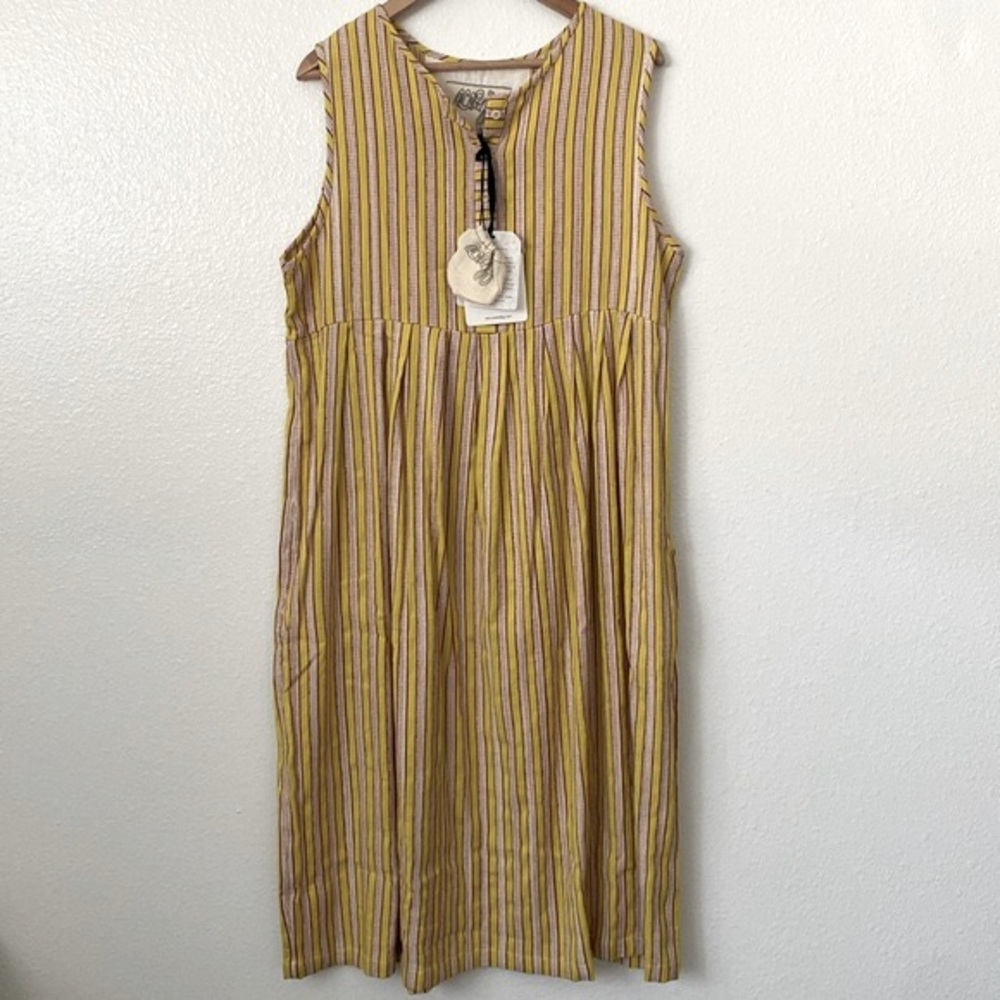 NWT Ace & Jig XL Cliff Dress in Avalon Yellow and Brown Stripe